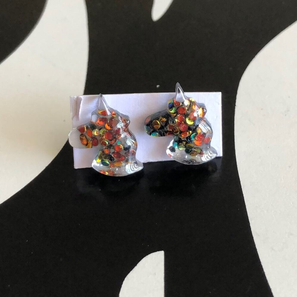 4 for $20 Multicolor Glitter Unicorn Stud Earrings